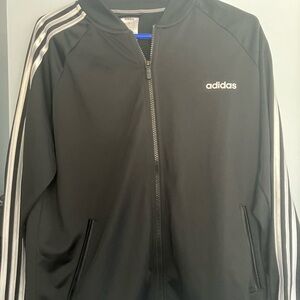 Adidas Black Windbreaker with Signature Stripes